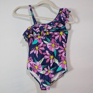 Floral One-Shoulder Kids Swimsuit